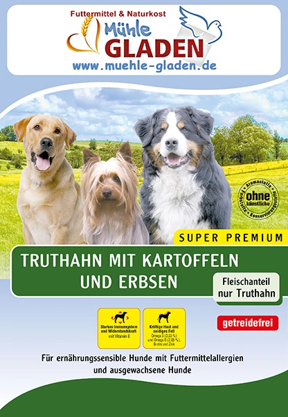 Gladen Truthahn Mit Kartoffel & Erbsen 15kg 1 Gladen Truthahn Mit Kartoffel & Erbsen 15kg